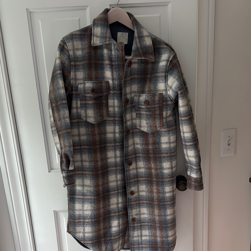 Plaid Women Jacket in Brown and Gray